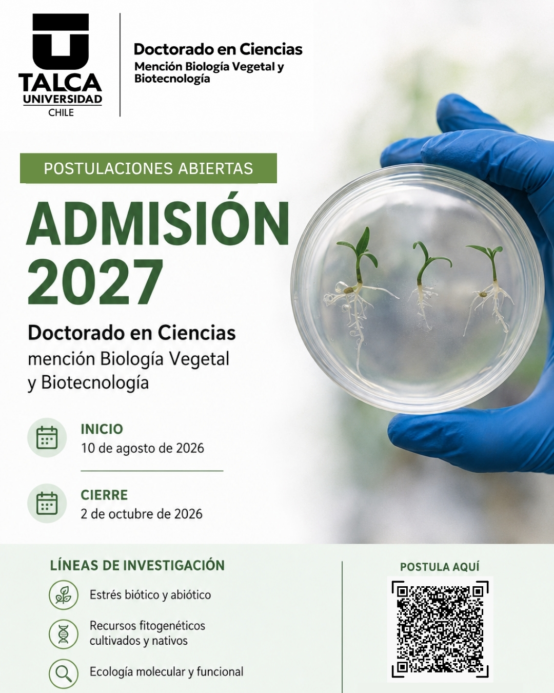 Postulaciones abiertas – Admisión 2027