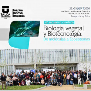 Fotografía grupal oficial de las y los participantes del 10° Encuentro Científico "Biología Vegetal y Biotecnología: De Moléculas a Ecosistemas" en el Campus Lircay.