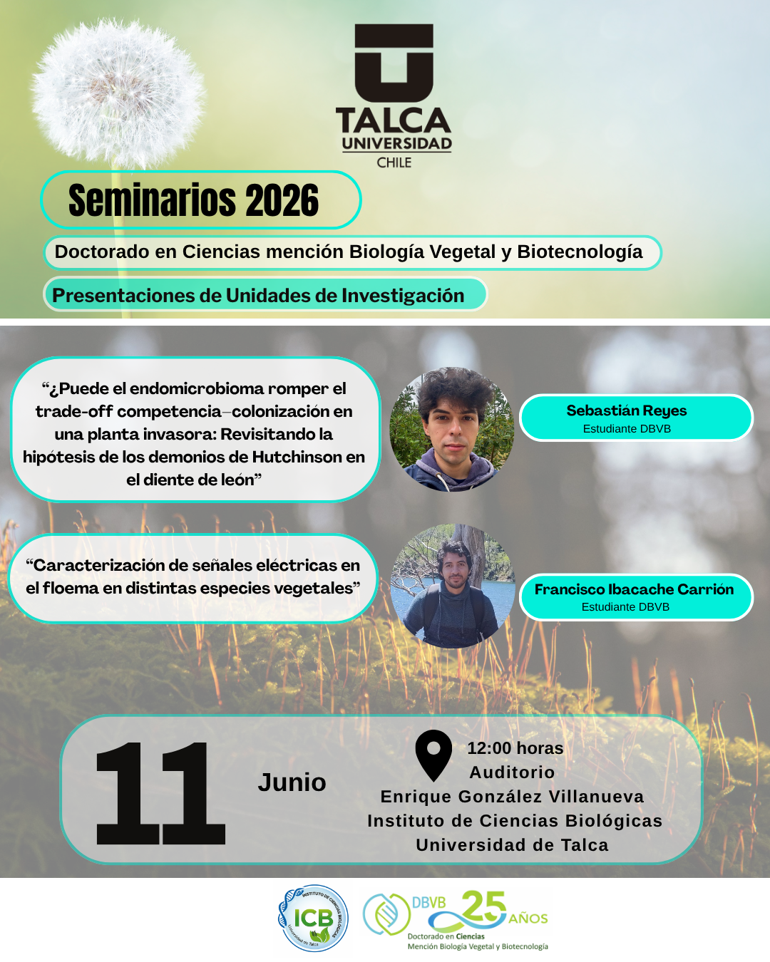 Invitación SEMINARIO DBVB 11.06.26 – Estudiantes del programa DBVB – Sebastián Reyes; Francisco Ibacache Carrión