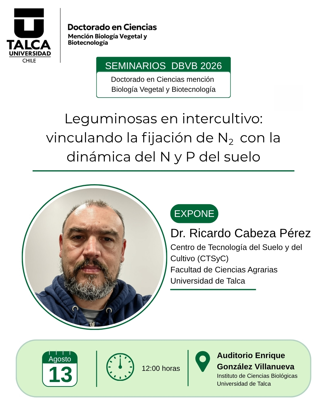 Invitación al Seminario DBVB 2026 – Dr. Ricardo Cabeza Pérez