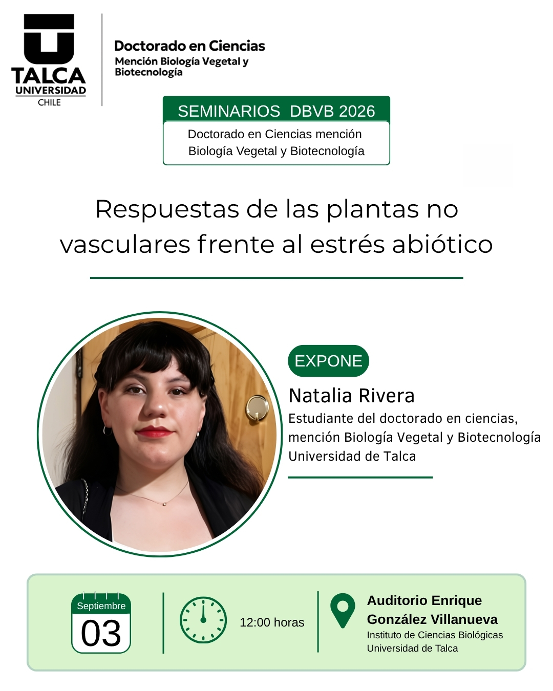 Seminario DBVB 2026 – Doctoranda Natalia Rivera